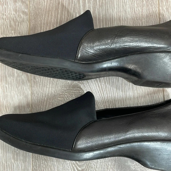 Aerosoles Black Leather Wedge Heel Slip On Loafers 8.5M - Picture 13 of 16